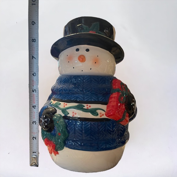 Snowman, holiday winter Christmas cookie candy jar ALCO PRODUCTS vintage